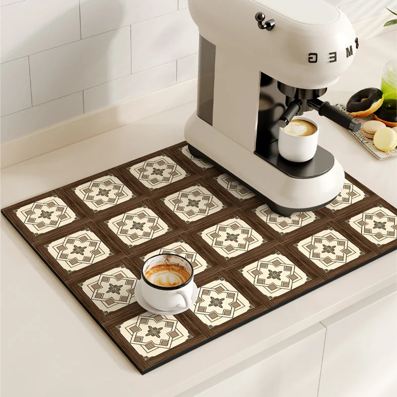 Tapete Antideslizante de Diatomita – Alfombrilla de Secado para Cocina y Cafetera