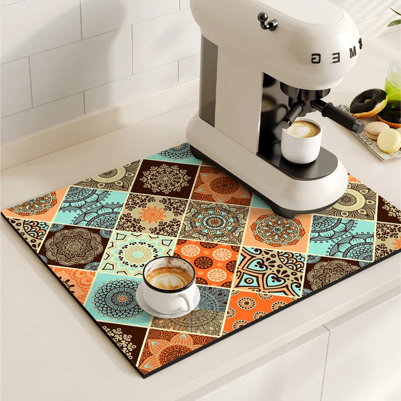 Tapete Antideslizante de Diatomita – Alfombrilla de Secado para Cocina y Cafetera