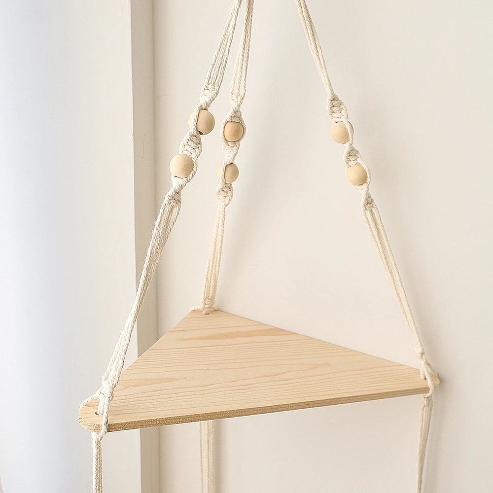 Triangle Floating Wooden Shelf – Boho and Modern Decor