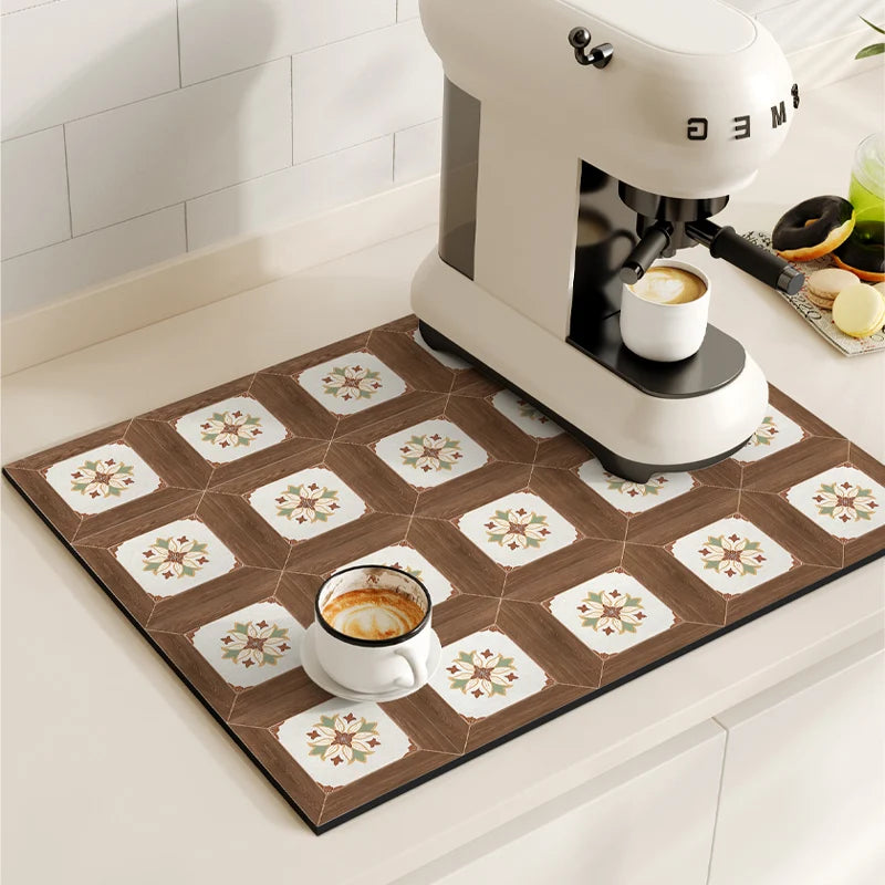 Tapete Antideslizante de Diatomita – Alfombrilla de Secado para Cocina y Cafetera