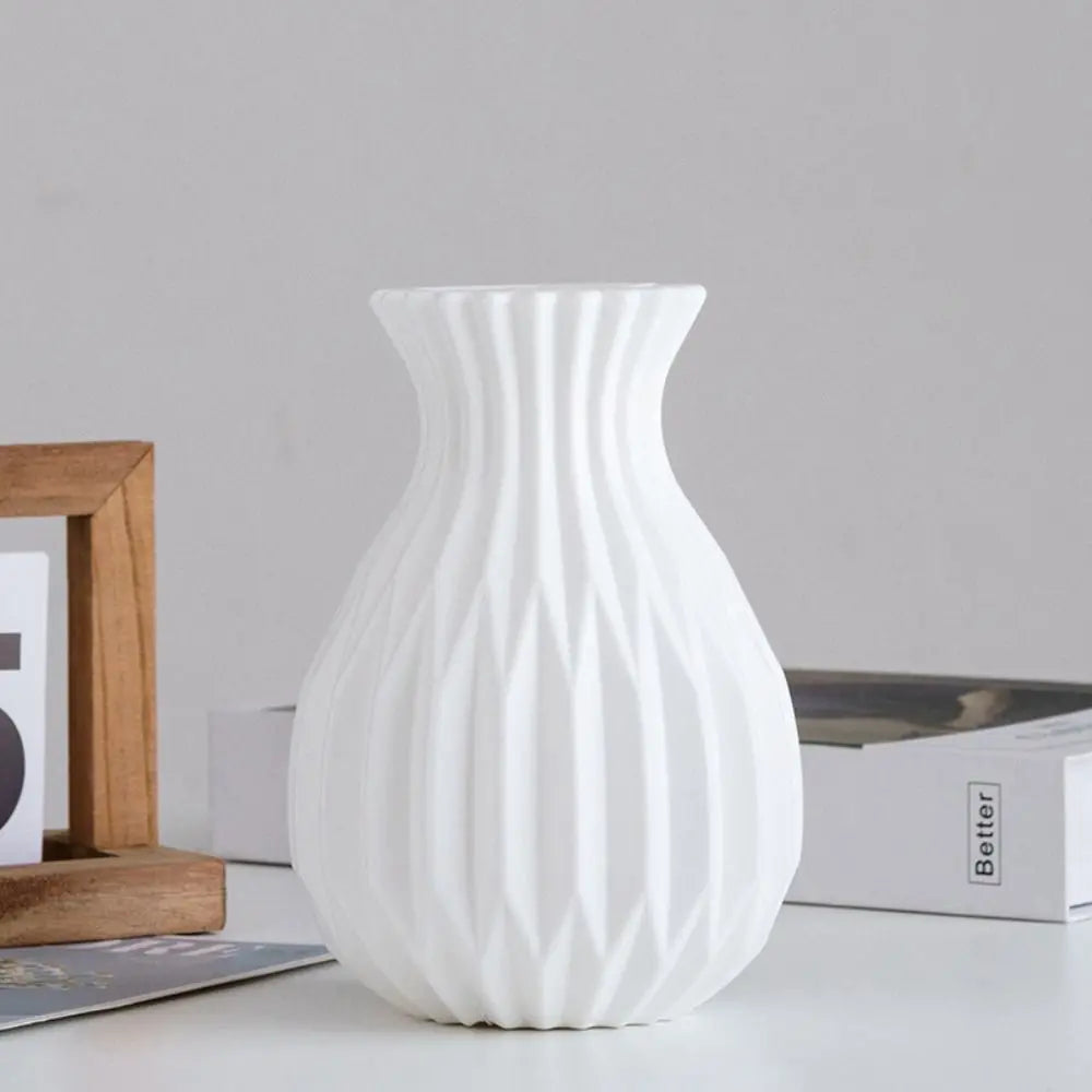 Modern White Plastic Vase – Nordic Decor for Home and Events