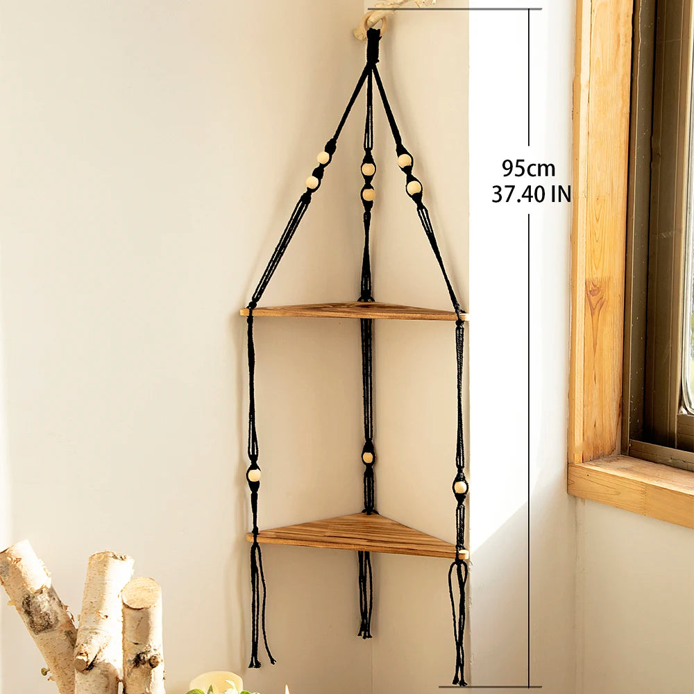 Triangle Floating Wooden Shelf – Boho and Modern Decor