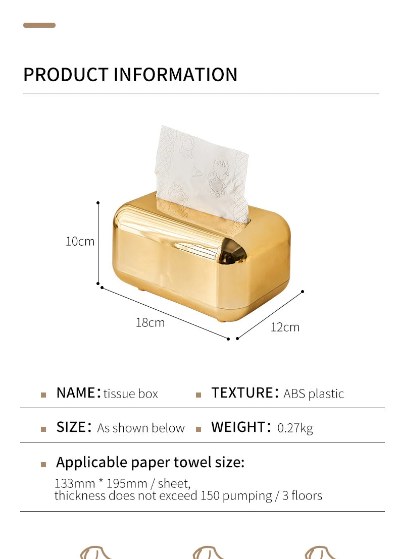 Luxury Gold Tissue Box – Modern Home &amp; Office Decor