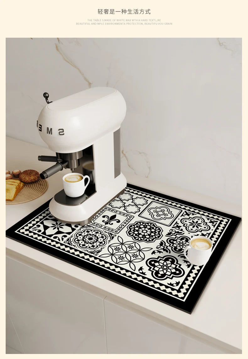 Tapete Antideslizante de Diatomita – Alfombrilla de Secado para Cocina y Cafetera