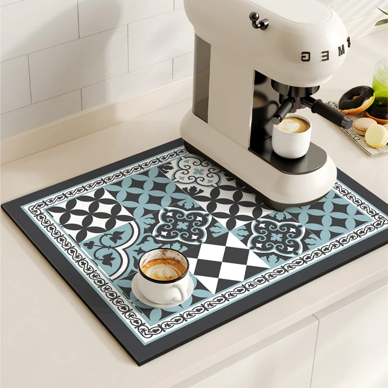 Tapete Antideslizante de Diatomita – Alfombrilla de Secado para Cocina y Cafetera