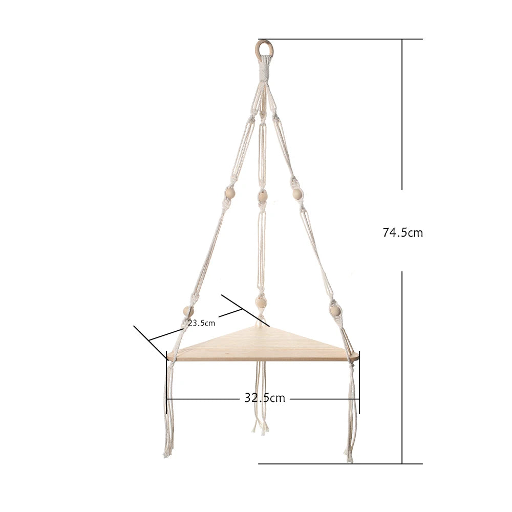 Triangle Floating Wooden Shelf – Boho and Modern Decor