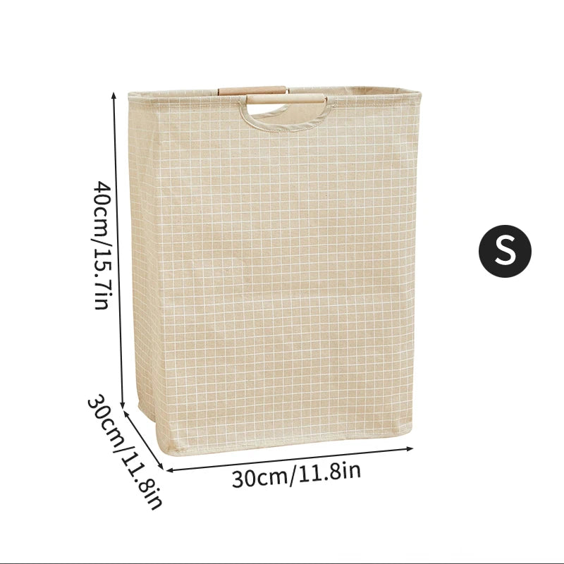 Foldable Waterproof Laundry Basket – Cotton and Linen with Bamboo Handles