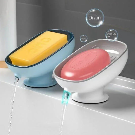 Soap Dish with Super Sticky Suction Cups and Drain – Practical Organization for Bathroom and Kitchen