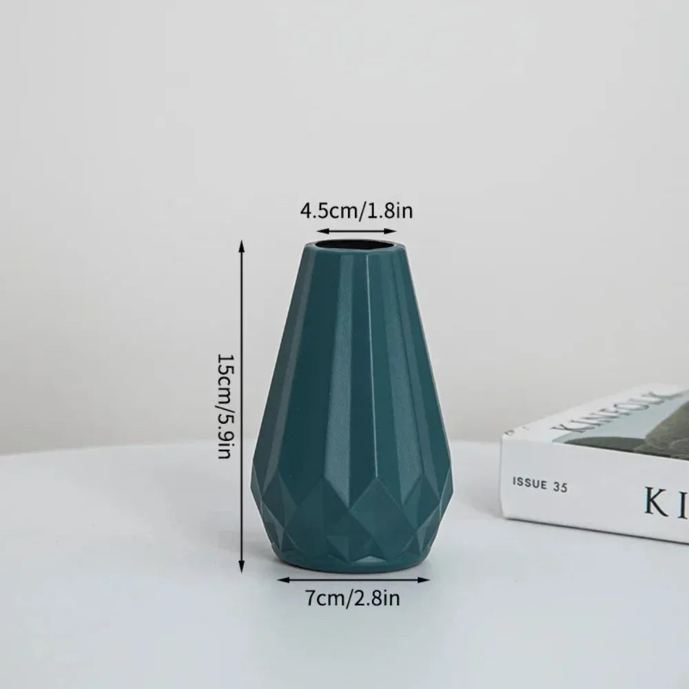 Plastic Vase with Diamond Design – Nordic and Modern Style