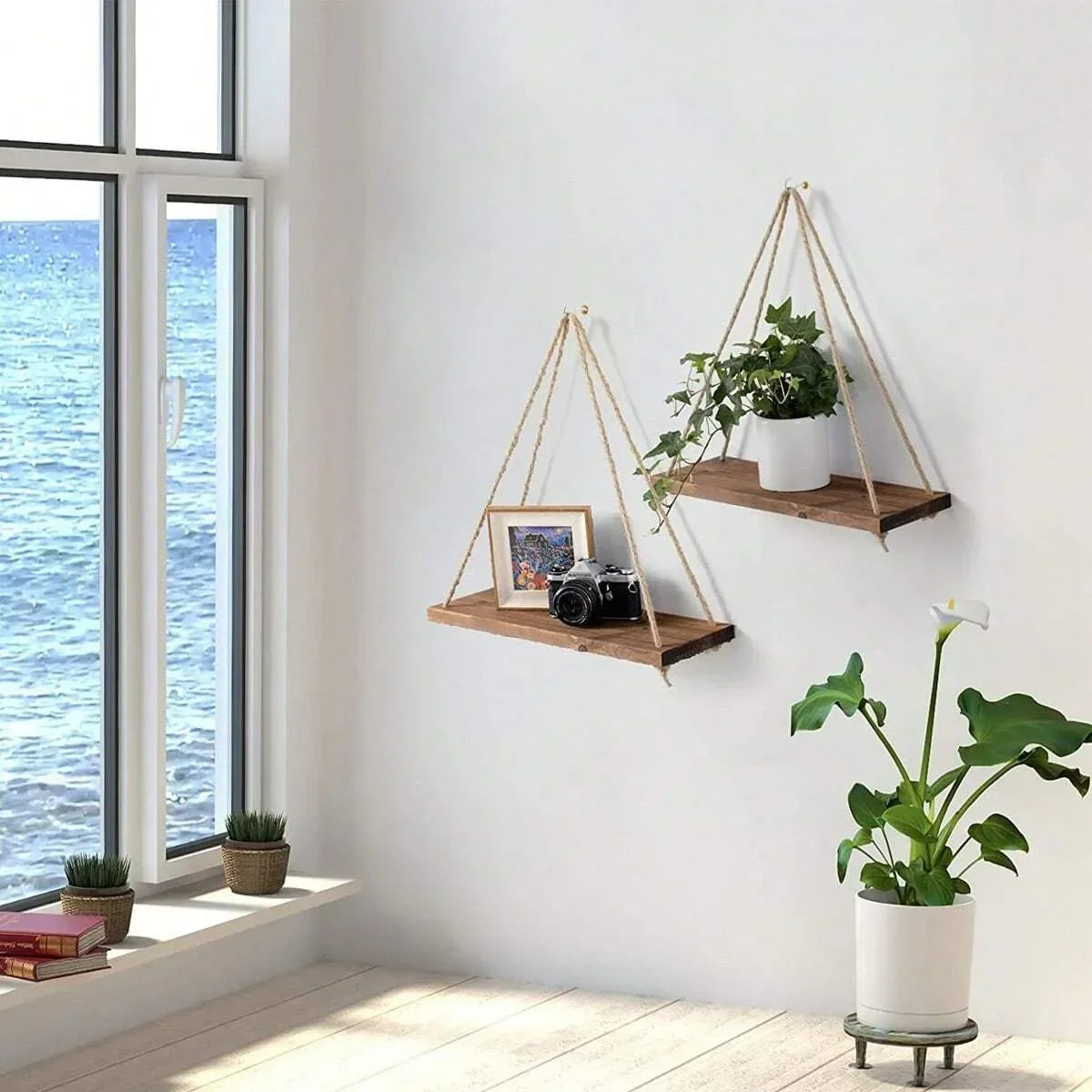 Hanging Wooden Shelving – Elegant and Versatile Design