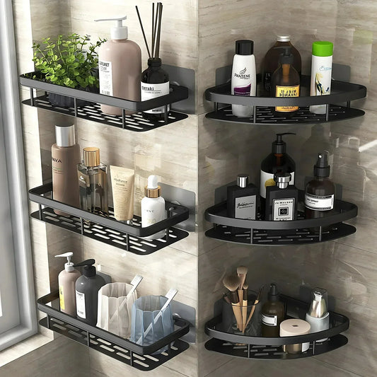 Aluminum Bathroom and Kitchen Shelf – Drill-Free Wall Organizer