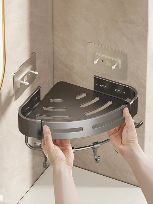 Aluminum Bathroom Shelf – Wall Organizer without Drilling