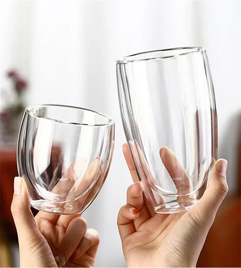 Double Wall Insulated Glass Tumbler - 5 Sizes Available - Ideal for Coffee, Tea, Beer, Milk, Whiskey &amp; More