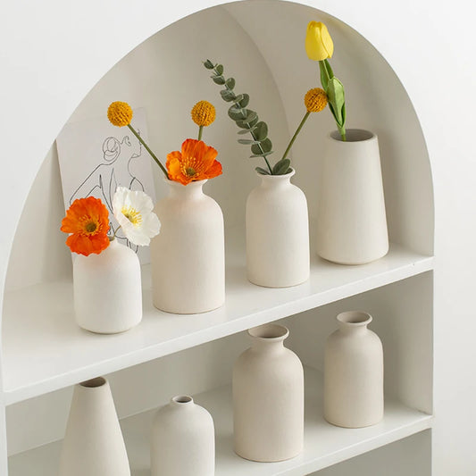 White Ceramic Vase – Nordic Style for Home and Event Decor