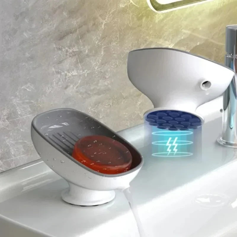 Soap Dish with Super Sticky Suction Cups and Drain – Practical Organization for Bathroom and Kitchen