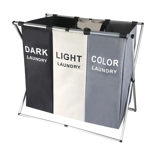 Foldable Laundry Basket with 3 Compartments – Large Capacity and Organization