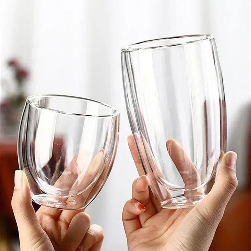 Double Wall Insulated Glass Tumbler - 5 Sizes Available - Ideal for Coffee, Tea, Beer, Milk, Whiskey &amp; More