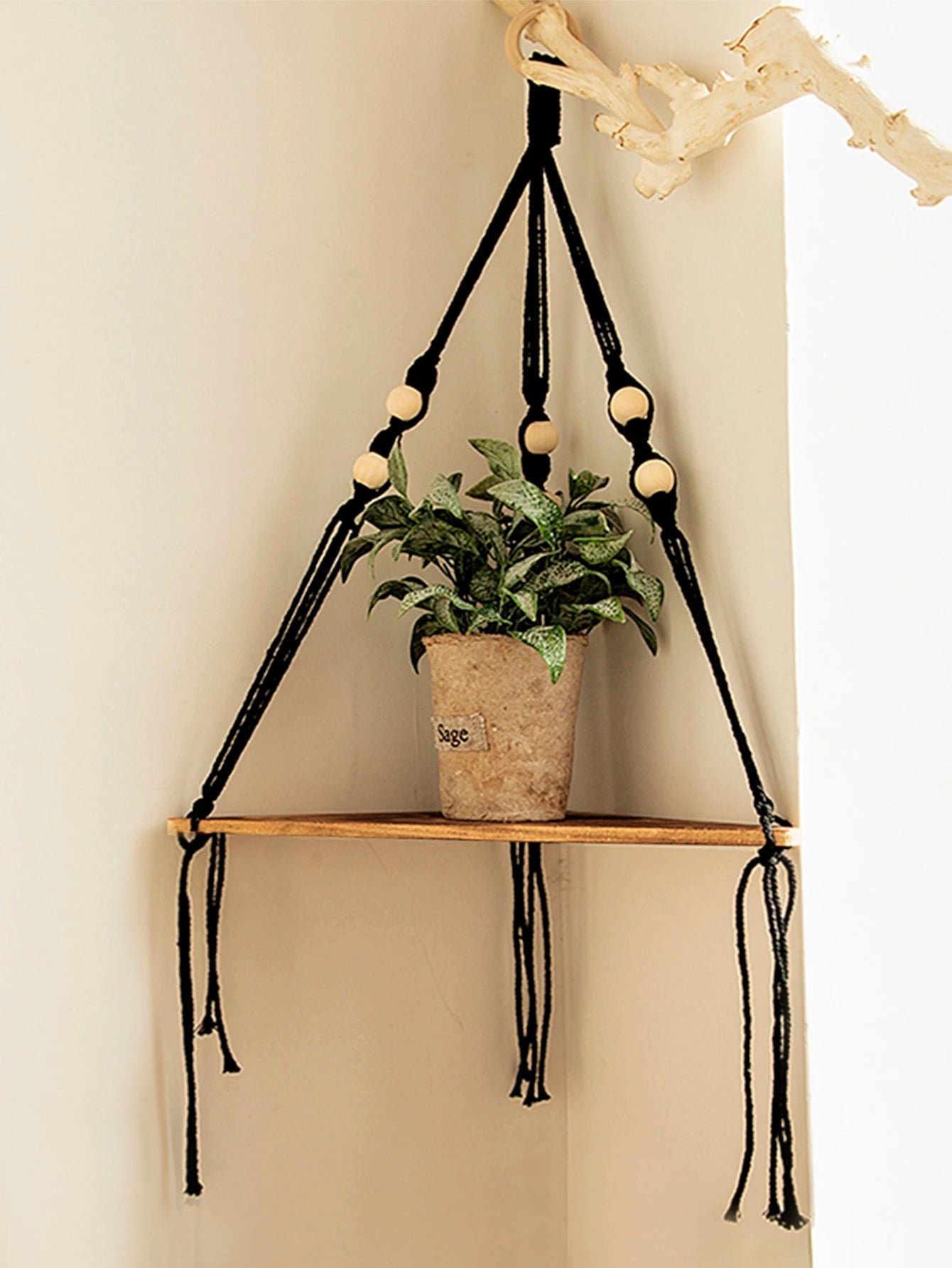 Triangle Floating Wooden Shelf – Boho and Modern Decor