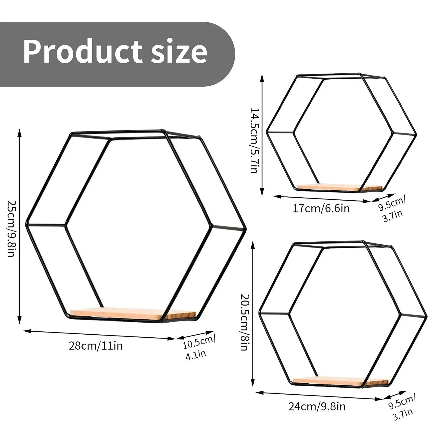 Hexagon Floating Wall Shelf – Elegant Decor and Storage