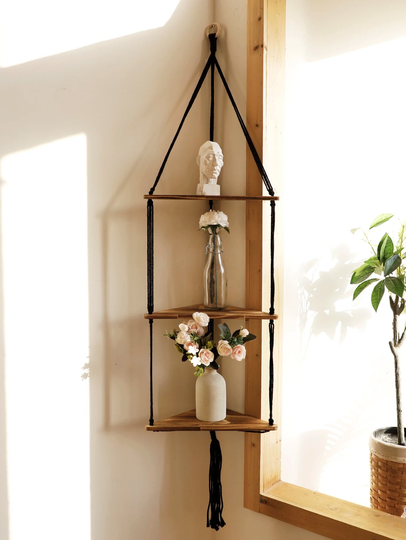Triangle Floating Wooden Shelf – Boho and Modern Decor