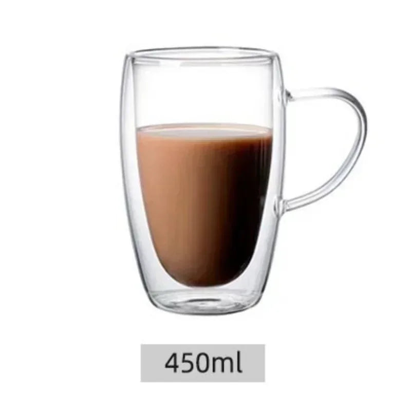 Double Wall Insulated Glass Tumbler - 5 Sizes Available - Ideal for Coffee, Tea, Beer, Milk, Whiskey &amp; More