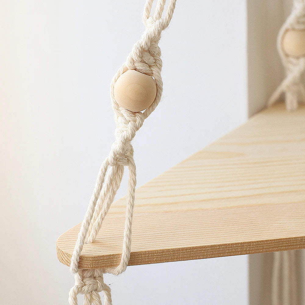 Triangle Floating Wooden Shelf – Boho and Modern Decor