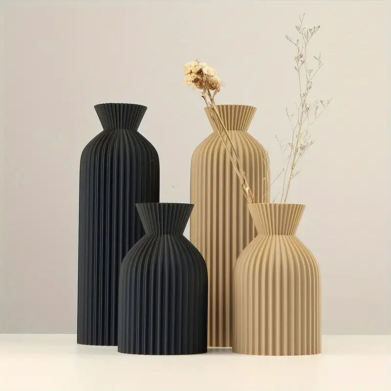 Elegant Black Plastic Vase – Boho Chic Decor for Home and Office