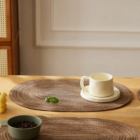 Set of 4 Oval Braided Cotton Placemats – Non-Slip and Washable