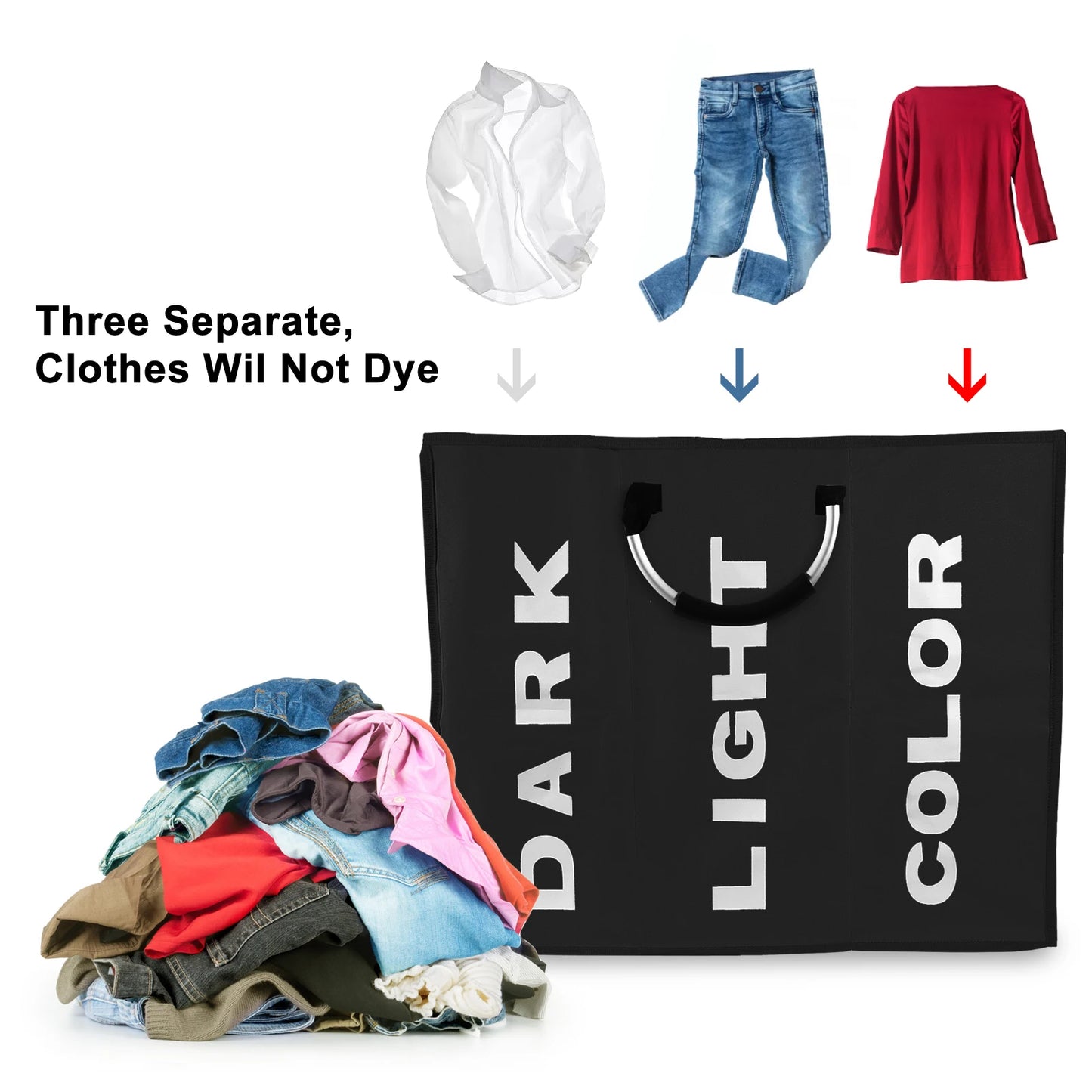 Foldable Laundry Basket with 3 Compartments – Large Capacity and Organization