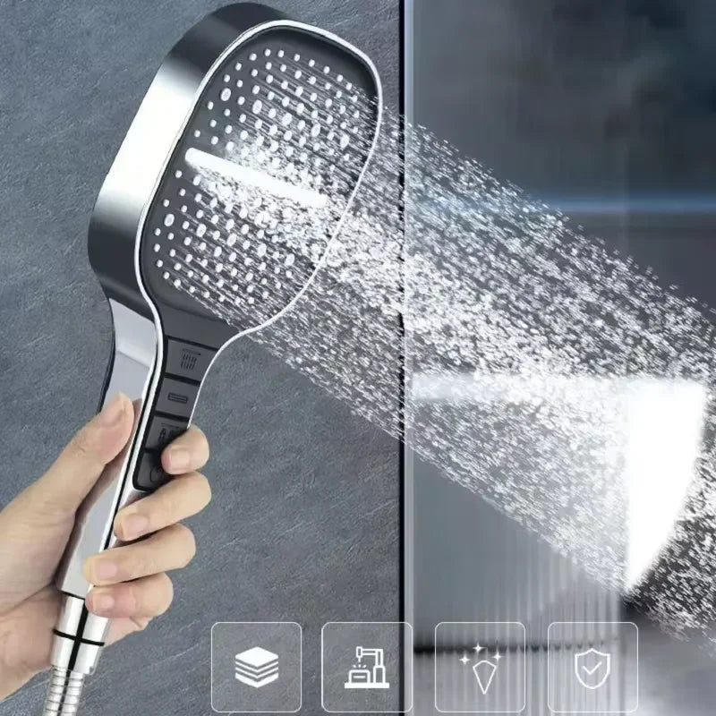 High Pressure Shower Head – 13cm Panel with 3 Adjustable Modes