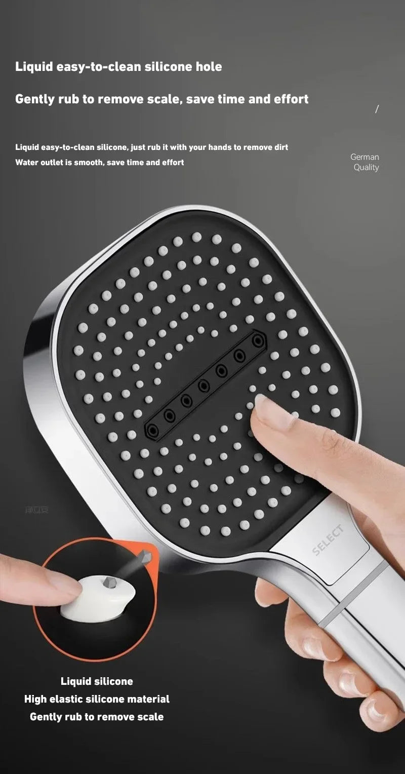 High Pressure Shower Head – 13cm Panel with 3 Adjustable Modes