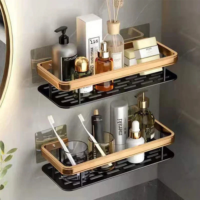 Aluminum Bathroom and Kitchen Shelf – Drill-Free Wall Organizer