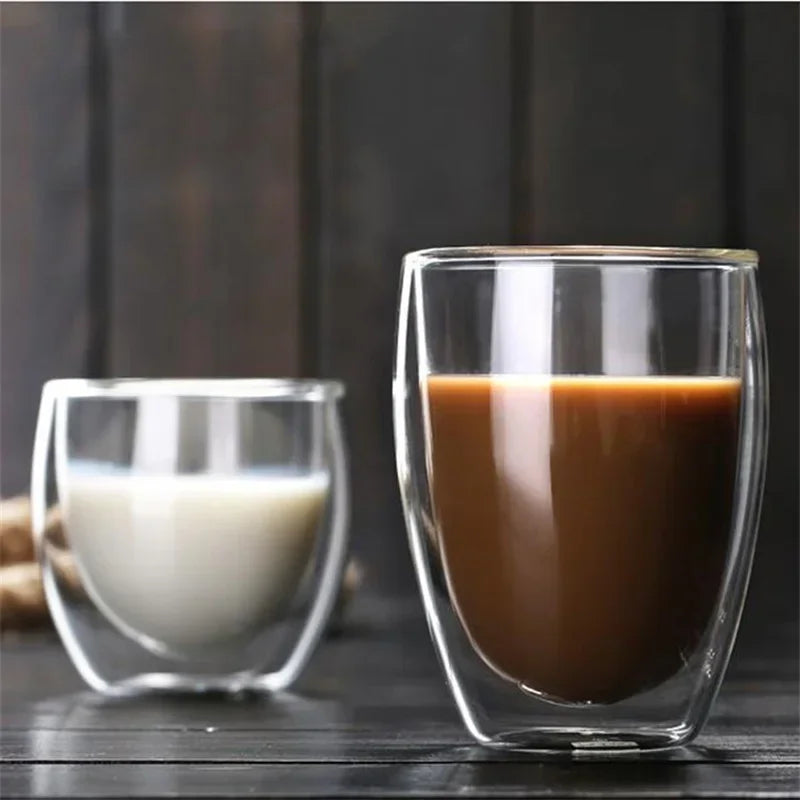 Double Wall Insulated Glass Tumbler - 5 Sizes Available - Ideal for Coffee, Tea, Beer, Milk, Whiskey &amp; More