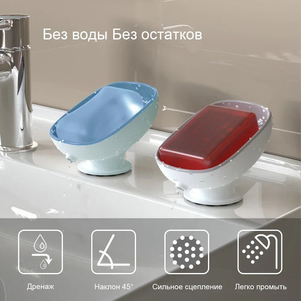 Soap Dish with Super Sticky Suction Cups and Drain – Practical Organization for Bathroom and Kitchen